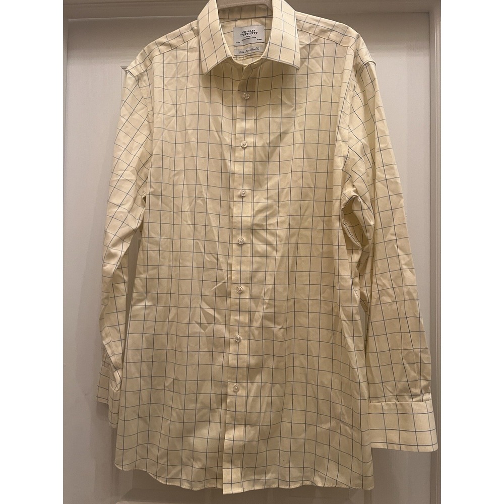 Mens Charles Tyrwhitt Slim Fit  Dress Shirt 17/35 Button Down Business LS Yellow